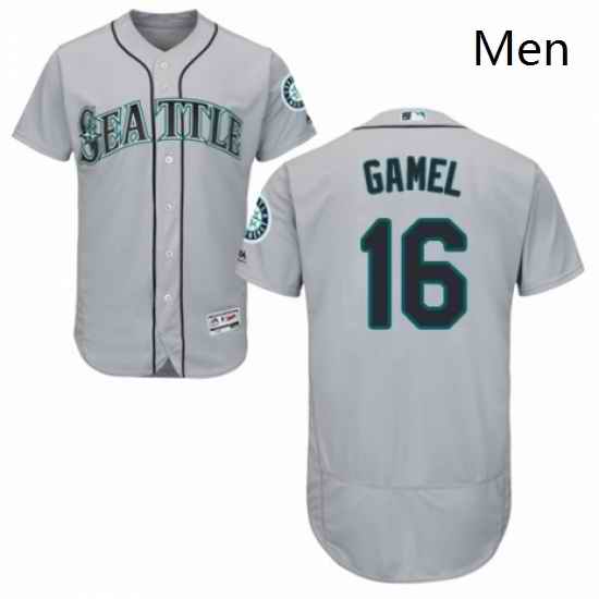 Mens Majestic Seattle Mariners 16 Ben Gamel Grey Road Flex Base Authentic Collection MLB Jersey